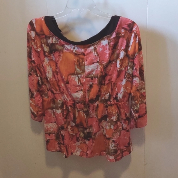 Orange, Coral & Brown Trim Embellished Top - Picture 11 of 15